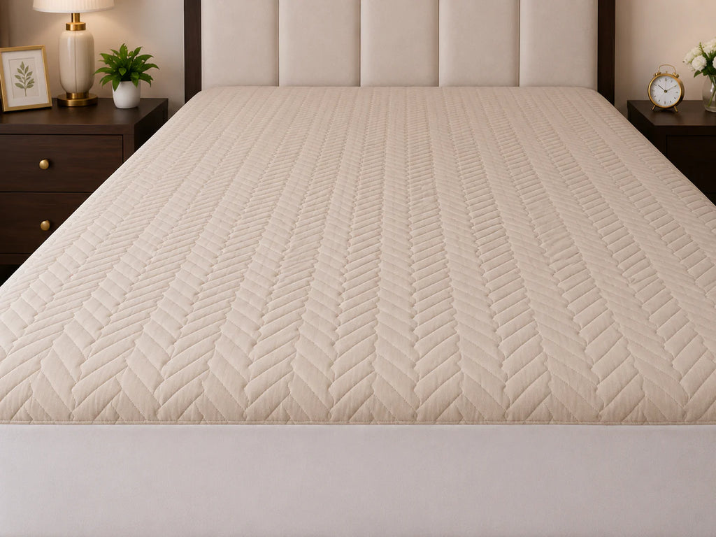 Mattress Protector Quilted Waterproof Ultra sonic Beige