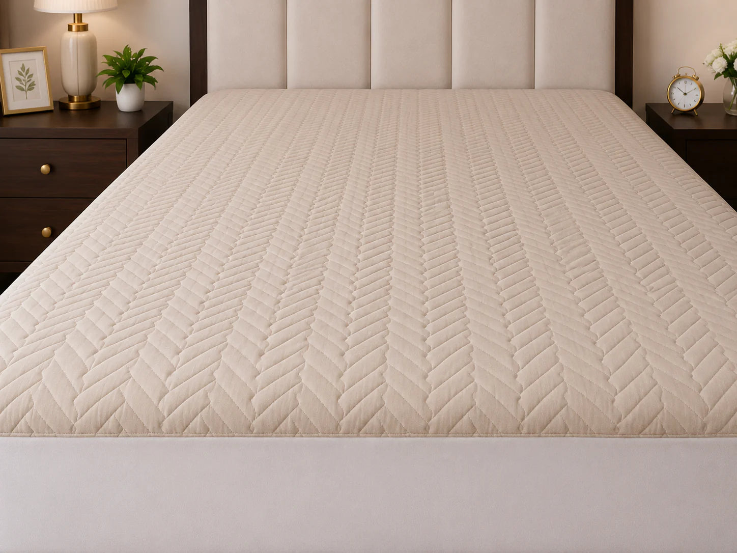 Mattress Protector Quilted Waterproof Ultra sonic Beige