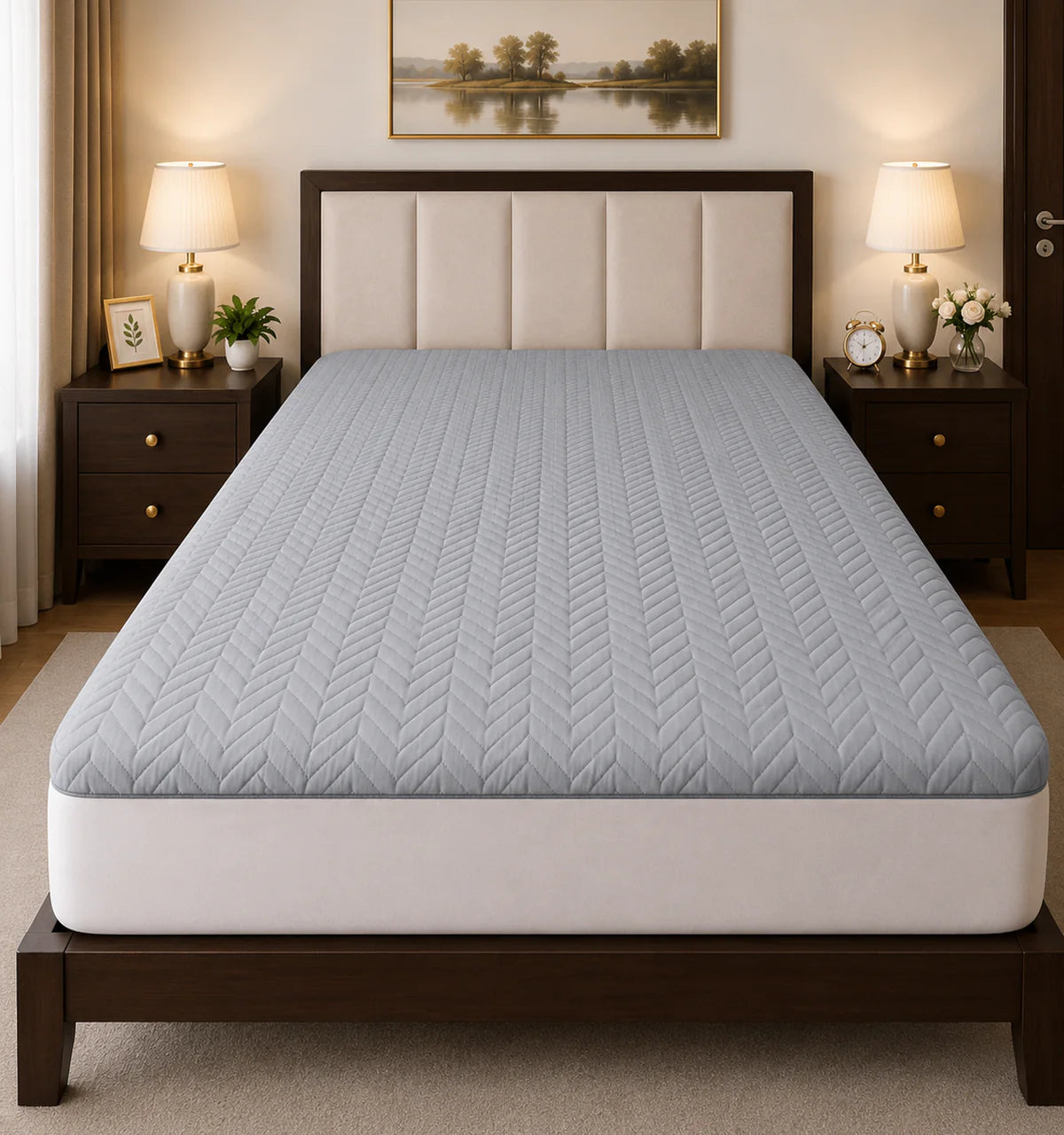 Mattress Protector Quilted Waterproof Ultra sonic Grey