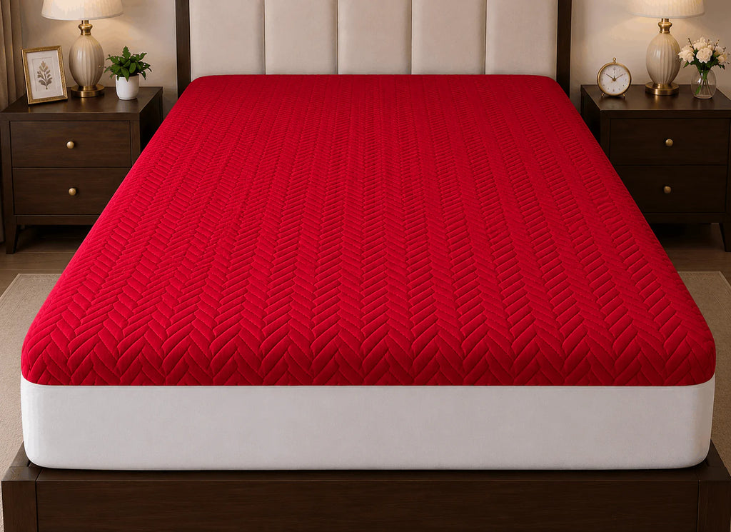 Mattress Protector Quilted Waterproof Ultra sonic Red