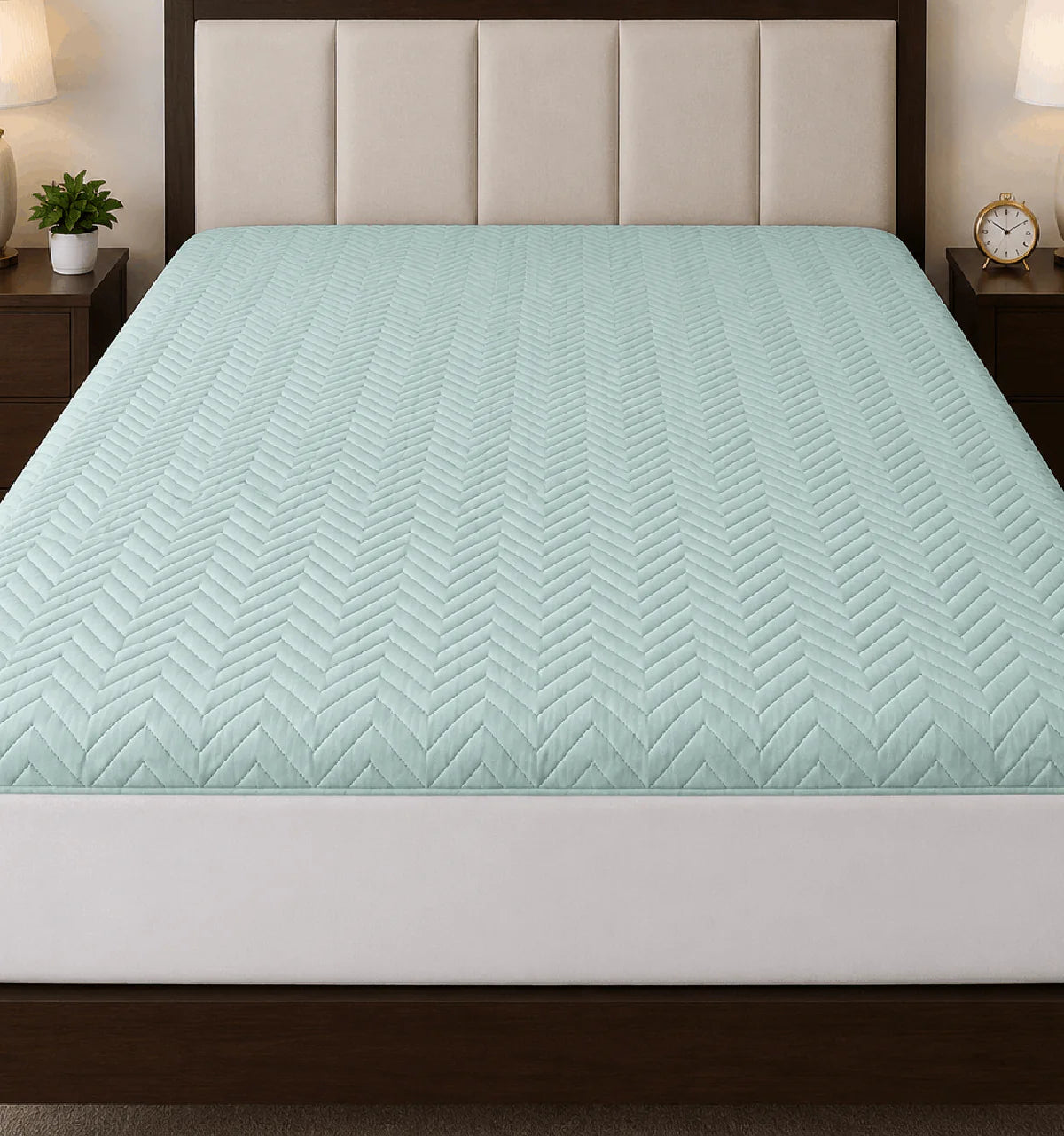 Mattress Protector Quilted Waterproof Ultra sonic Light Sea Green