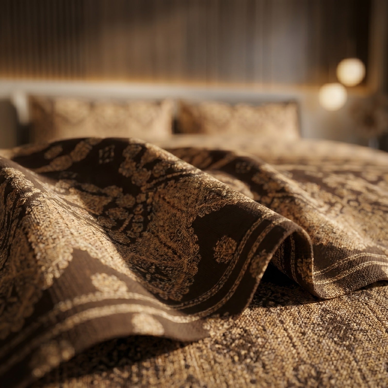 Premium Brown Beige Ethnic Bedsheet Set