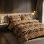 Premium Brown Beige Ethnic Bedsheet Set