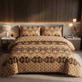 Premium Brown Beige Ethnic Bedsheet Set
