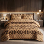 Premium Brown Beige Ethnic Bedsheet Set