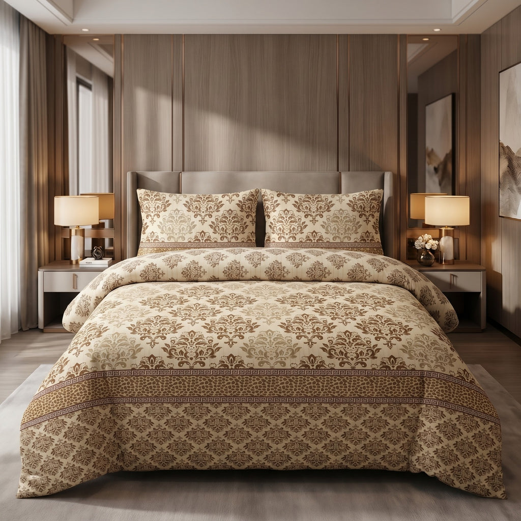 Luxury Damask Print Bedsheet Set