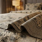Luxury Beige Floral Cotton Bedsheet Set