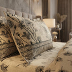 Luxury Beige Floral Cotton Bedsheet Set