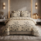 Luxury Beige Floral Cotton Bedsheet Set
