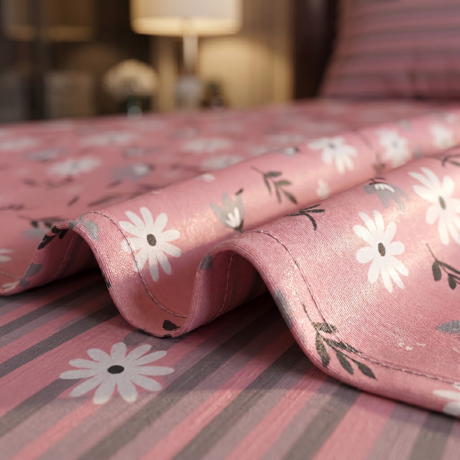 Pure Cotton Pink Floral Bedsheet Set
