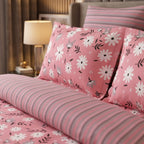 Pure Cotton Pink Floral Bedsheet Set