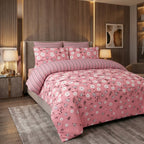 Pure Cotton Pink Floral Bedsheet Set